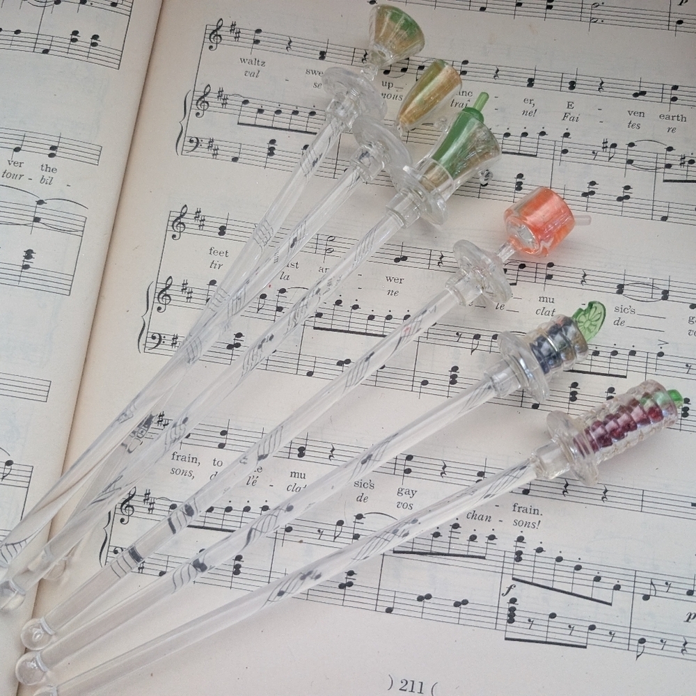 Vintage Plastic Stir Sticks with Colorful Accents
